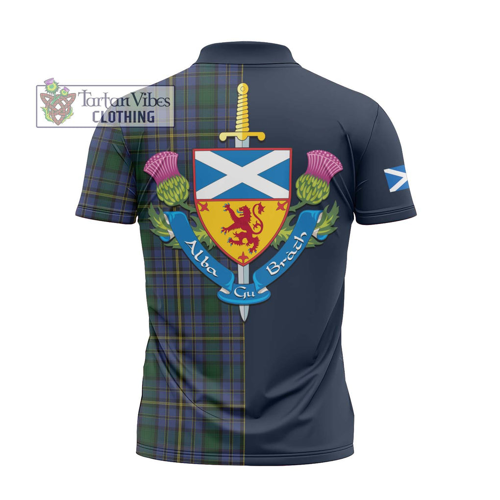 Tartan Vibes Clothing Hope Clan Originaux Tartan Zipper Polo Shirt with Scottish Lion Royal Arm Half Style