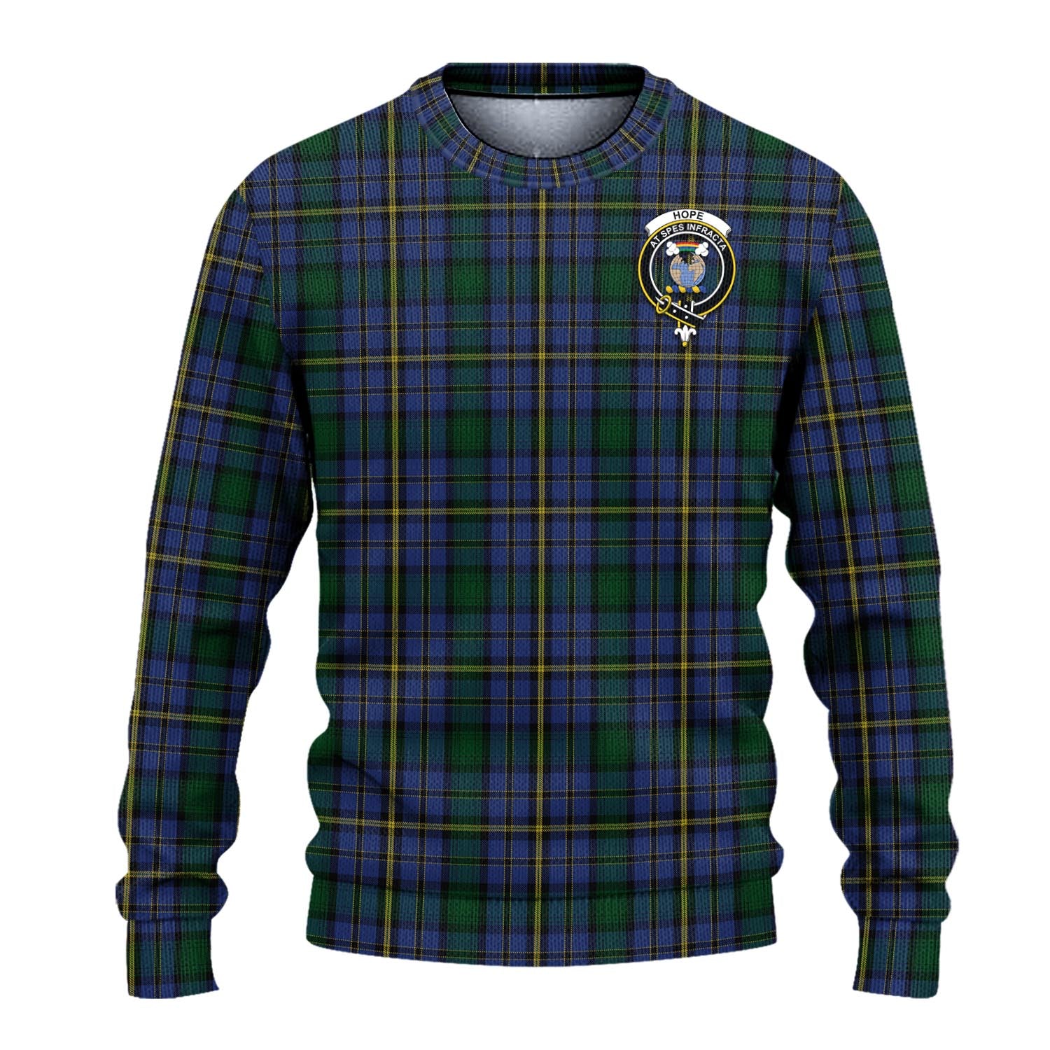 Hope Clan Originaux Tartan Knitted Sweater with Family Crest - Tartanvibesclothing