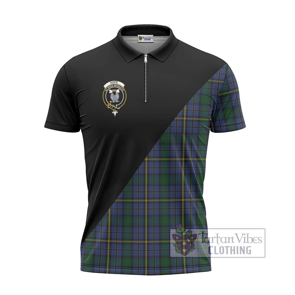 Hope Clan Originaux Tartan Zipper Polo Shirt with Family Crest and Military Logo Style - Tartanvibesclothing Shop