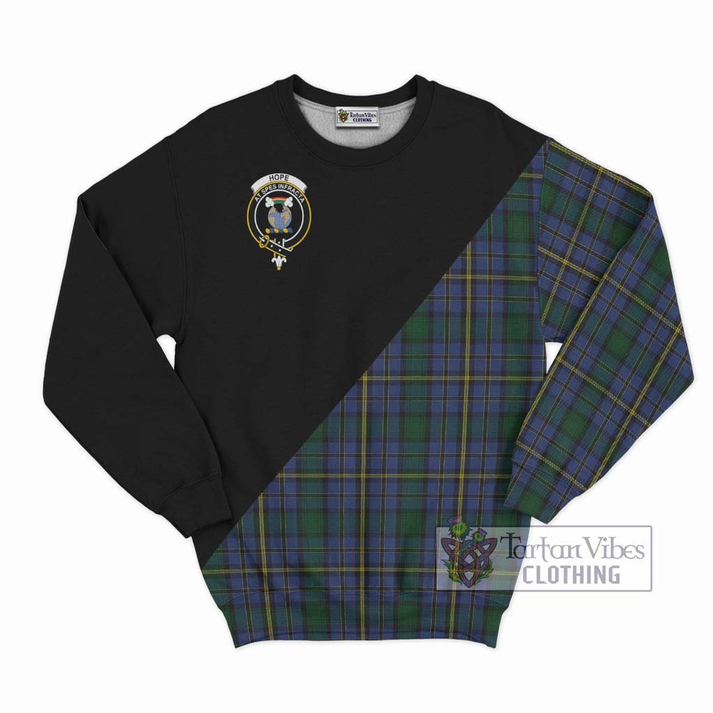 Hope Clan Originaux Tartan Sweatshirt with Family Crest and Military Logo Style - Tartanvibesclothing Shop