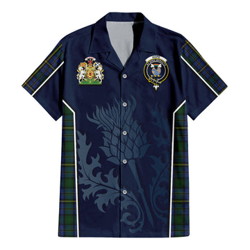 Hope Clan Originaux Tartan Short Sleeve Button Up Shirt with Family Crest and Scottish Thistle Vibes Sport Style