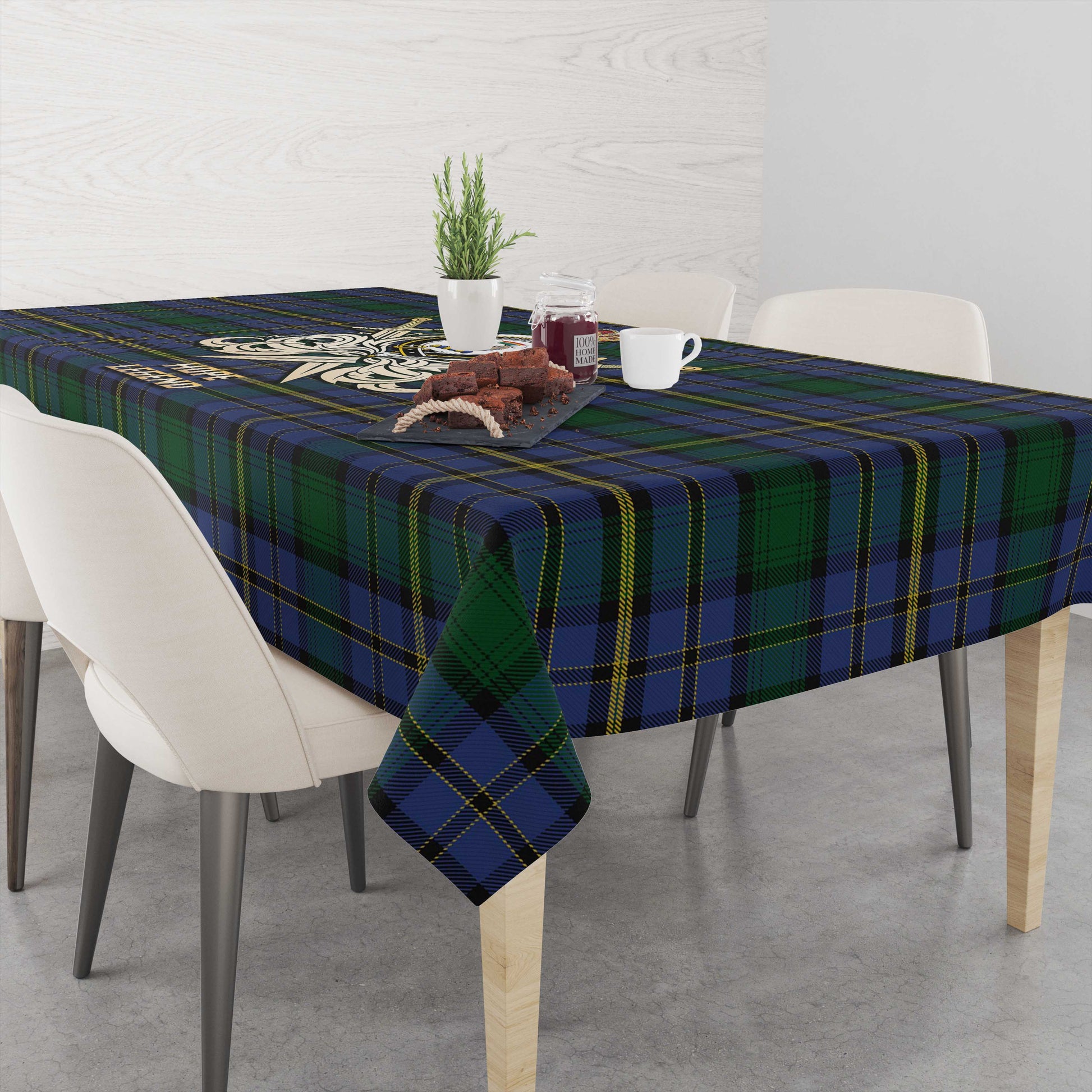 Tartan Vibes Clothing Hope Clan Originaux Tartan Tablecloth with Clan Crest and the Golden Sword of Courageous Legacy