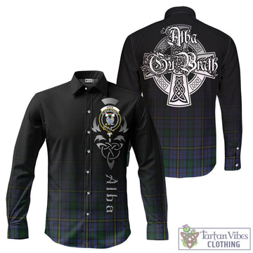 Hope Clan Originaux Tartan Long Sleeve Button Up Featuring Alba Gu Brath Family Crest Celtic Inspired