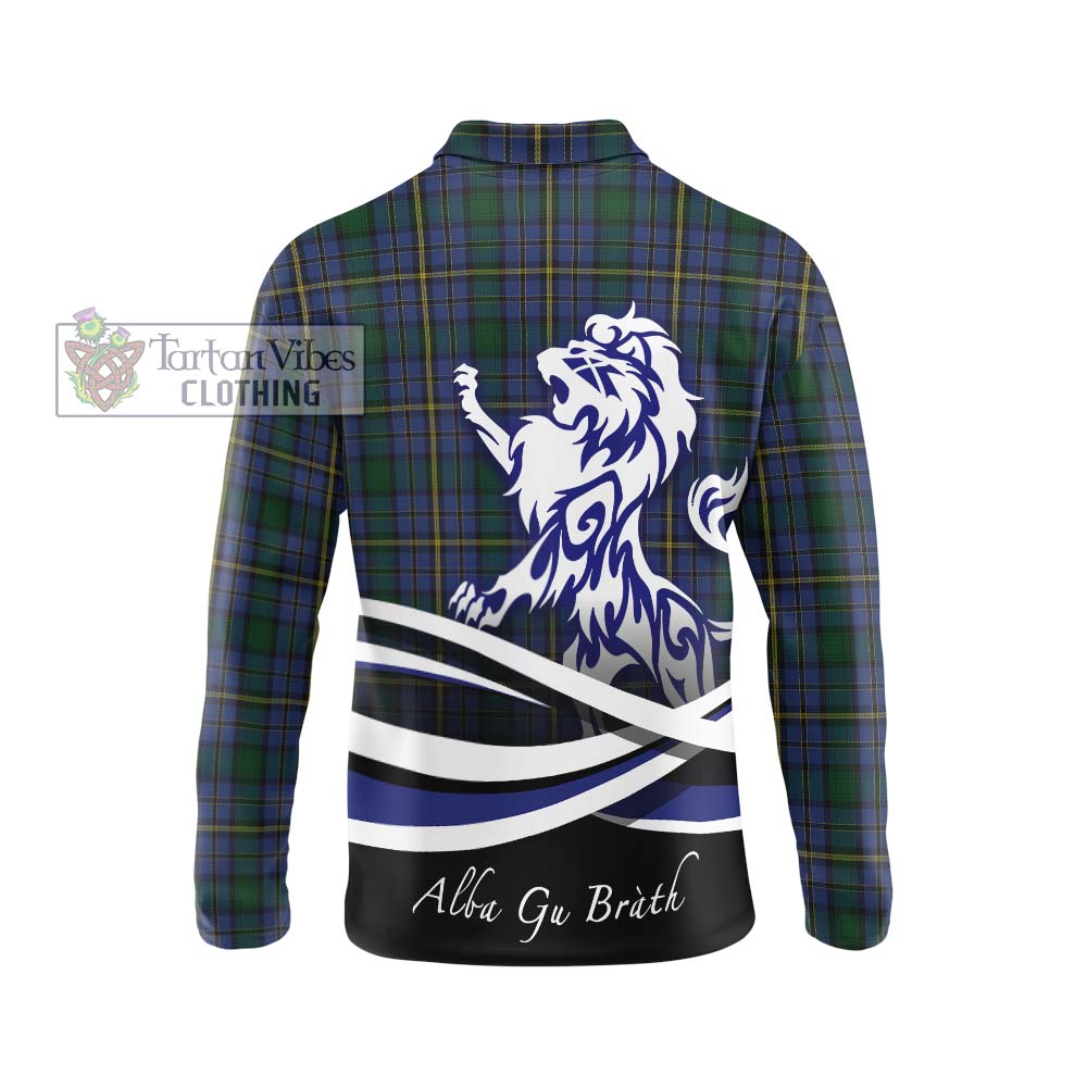 Hope Clan Originaux Tartan Long Sleeve Polo Shirt with Alba Gu Brath Regal Lion Emblem - Tartanvibesclothing Shop