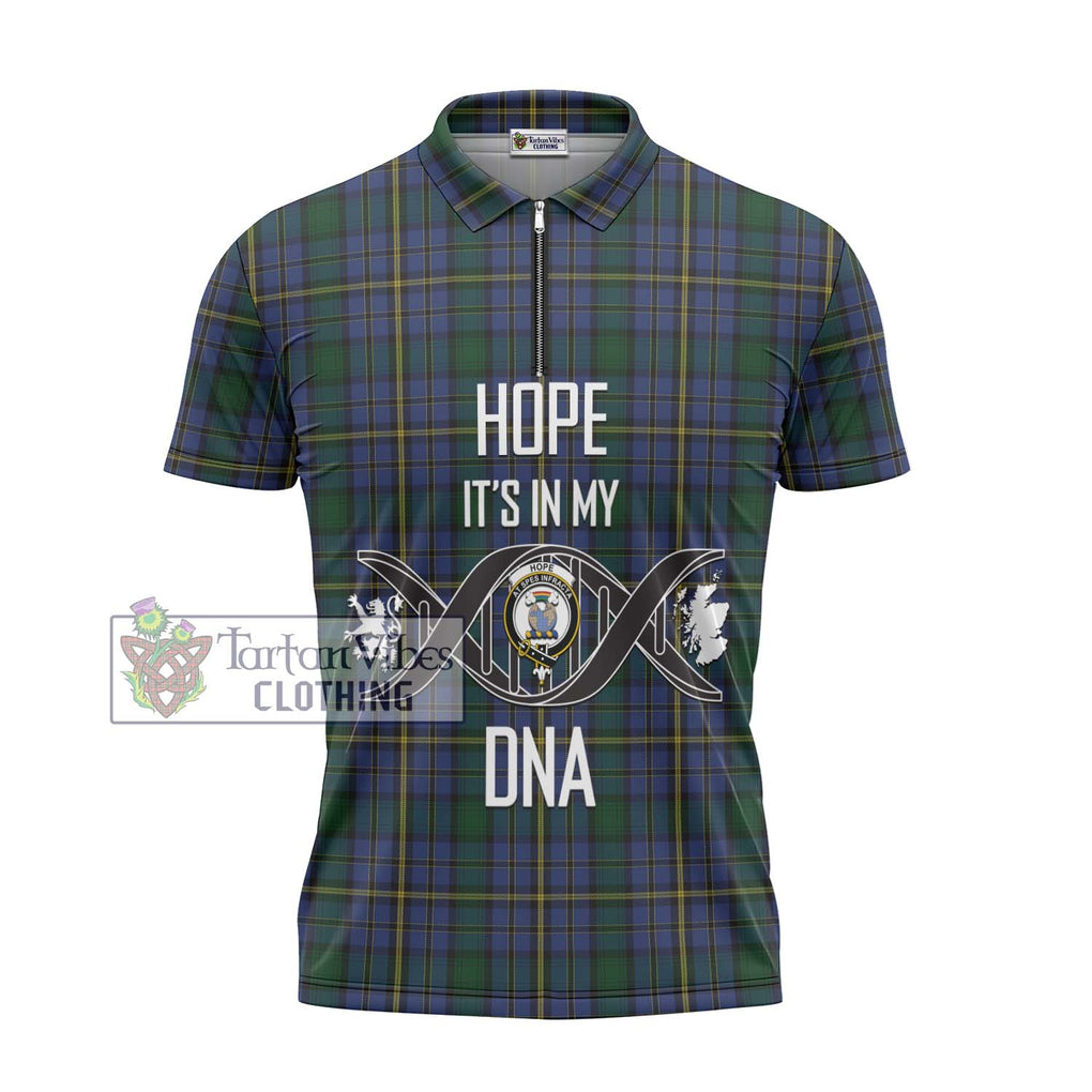 Hope Clan Originaux Tartan Zipper Polo Shirt with Family Crest DNA In Me Style - Tartanvibesclothing Shop