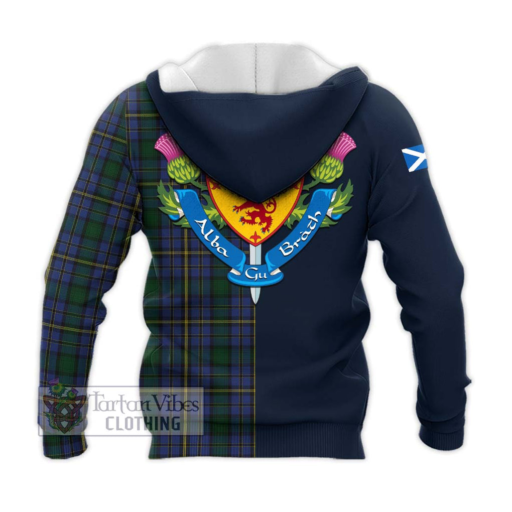 Tartan Vibes Clothing Hope Clan Originaux Tartan Knitted Hoodie with Scottish Lion Royal Arm Half Style