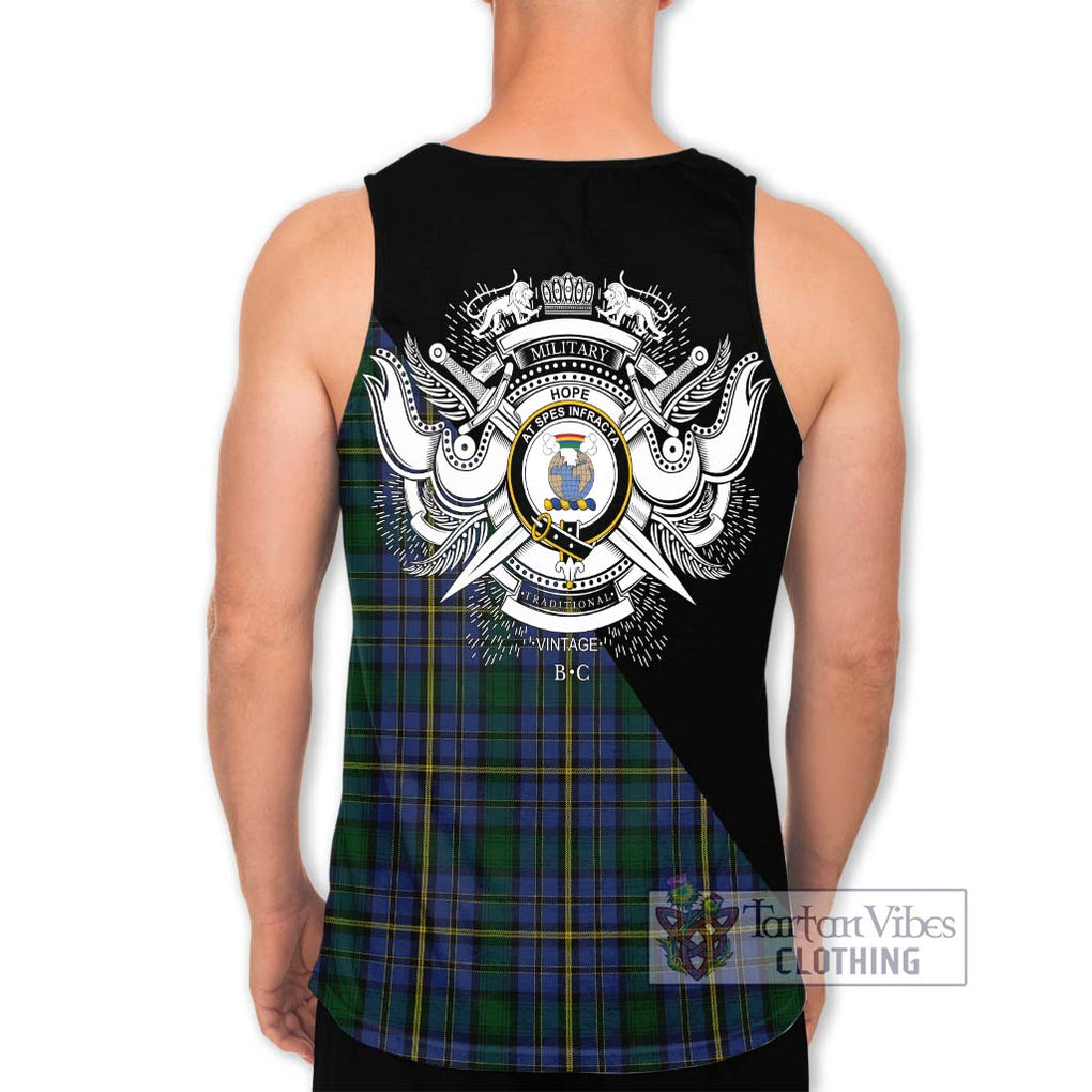 Hope Clan Originaux Tartan Men's Tank Top with Family Crest and Military Logo Style - Tartanvibesclothing Shop