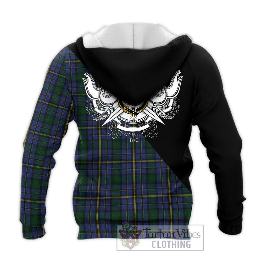 Hope Clan Originaux Tartan Knitted Hoodie with Family Crest and Military Logo Style - Tartanvibesclothing Shop