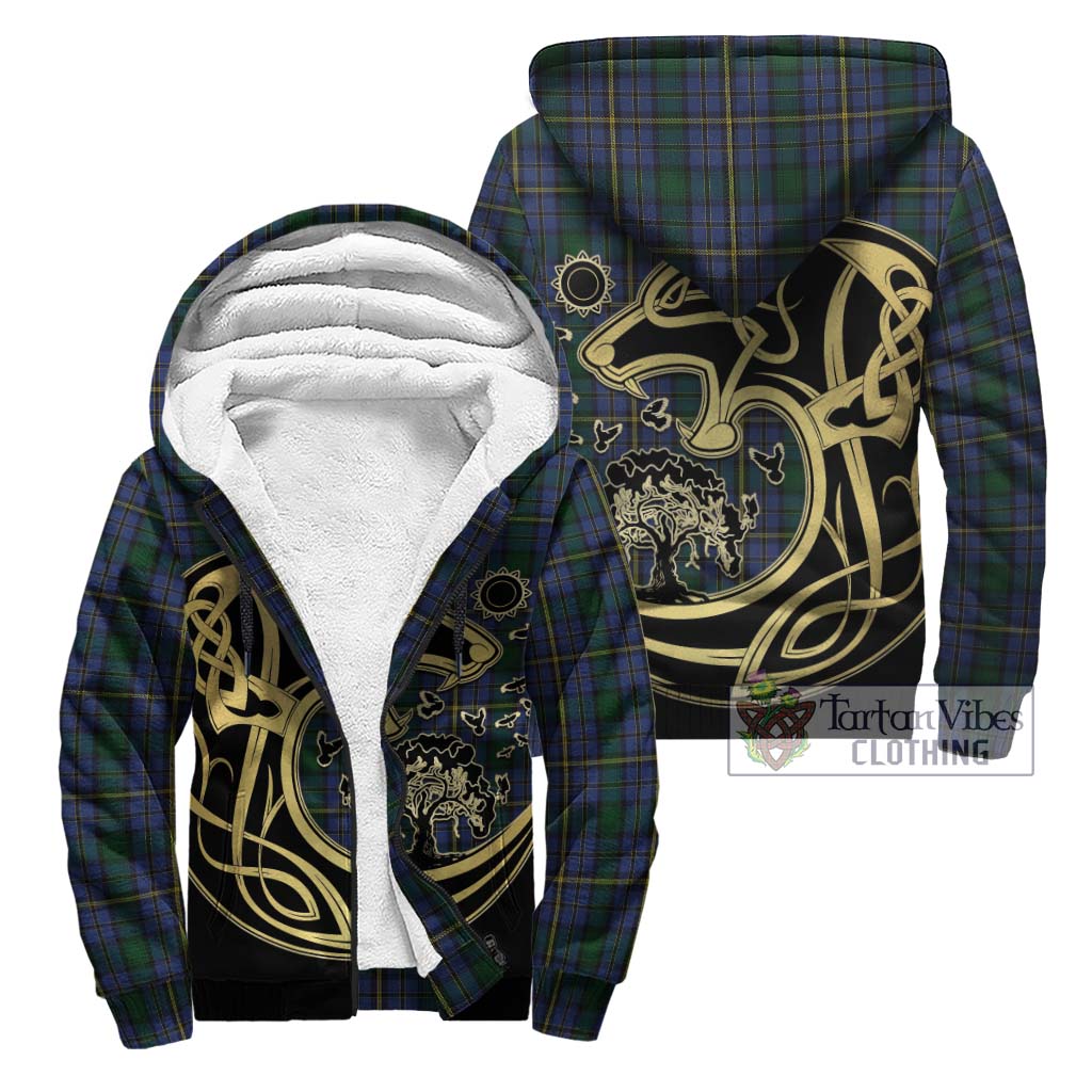 Hope Clan Originaux Tartan Sherpa Hoodie with Family Crest Celtic Wolf Style Unisex - Tartan Vibes Clothing