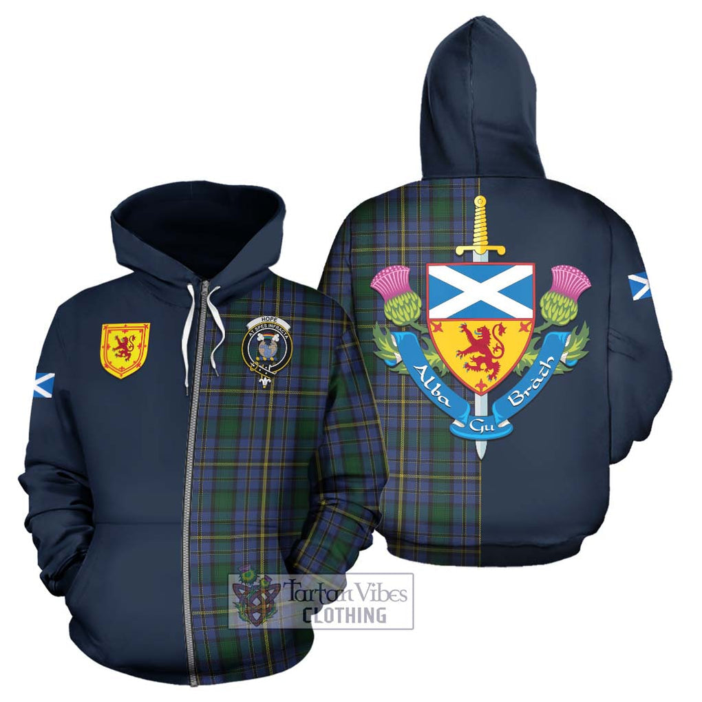 Tartan Vibes Clothing Hope Clan Originaux Tartan Hoodie with Scottish Lion Royal Arm Half Style