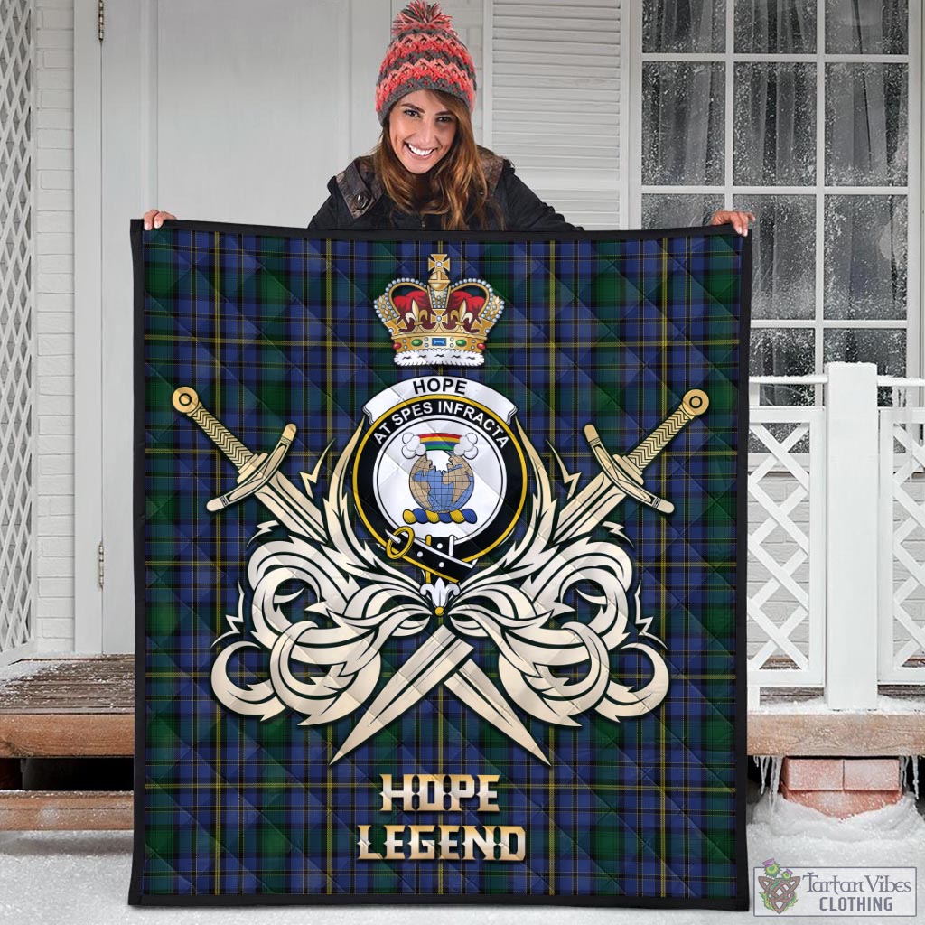 Tartan Vibes Clothing Hope Clan Originaux Tartan Quilt with Clan Crest and the Golden Sword of Courageous Legacy