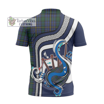 Hope Clan Originaux Tartan Zipper Polo Shirt with Epic Bagpipe Style