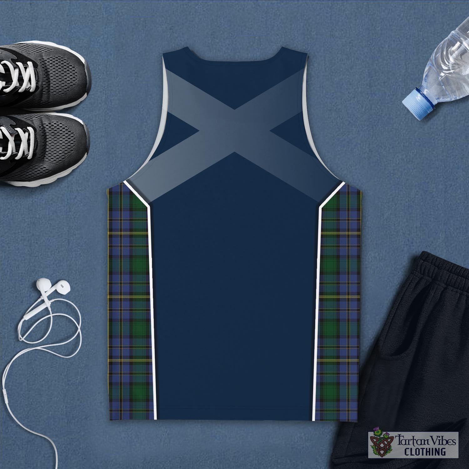 Tartan Vibes Clothing Hope Clan Originaux Tartan Men's Tanks Top with Family Crest and Scottish Thistle Vibes Sport Style