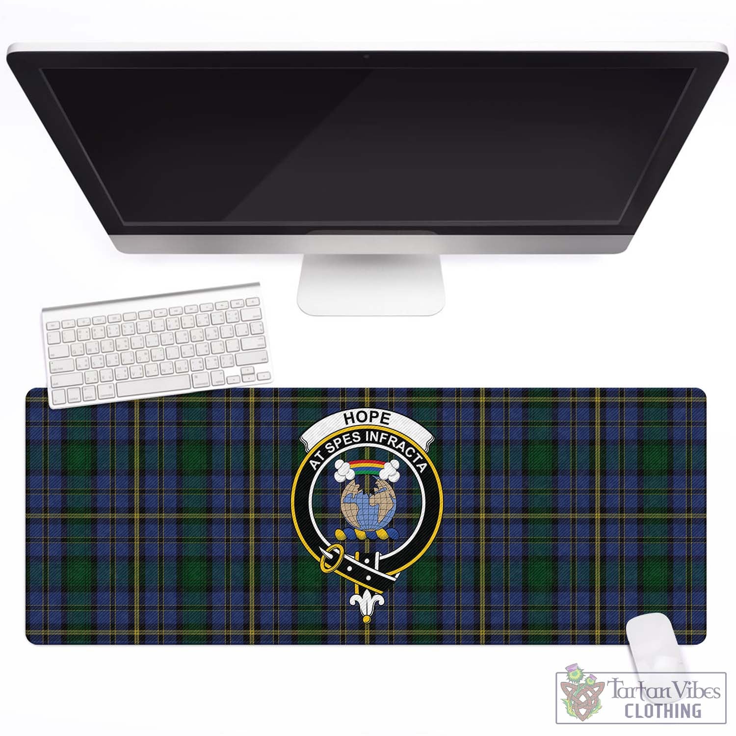 Tartan Vibes Clothing Hope Clan Originaux Tartan Mouse Pad with Family Crest