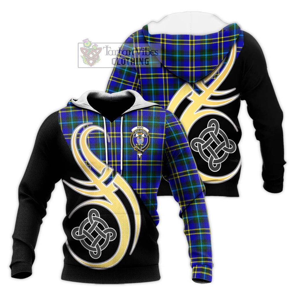 Hope Tartan Knitted Hoodie with Family Crest and Celtic Symbol Style Unisex Knitted Pullover Hoodie - Tartan Vibes Clothing