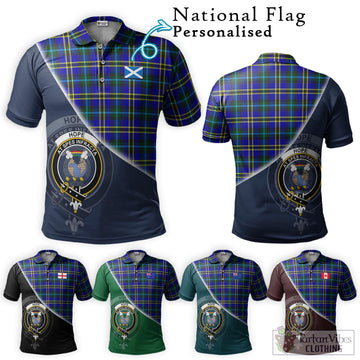 Hope Tartan Polo Shirt with Personalised National Flag and Family Crest Half Style