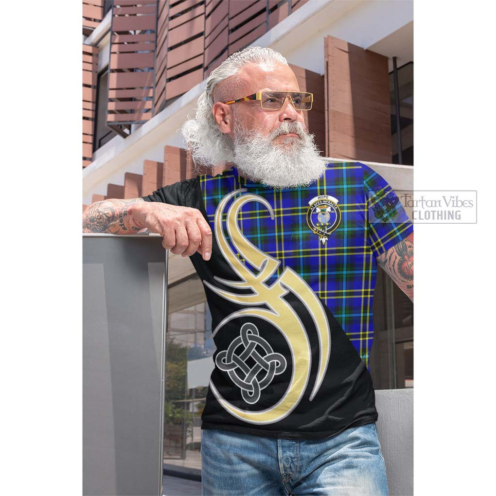 Tartan Vibes Clothing Hope Modern Tartan Cotton T-shirt with Family Crest and Celtic Symbol Style