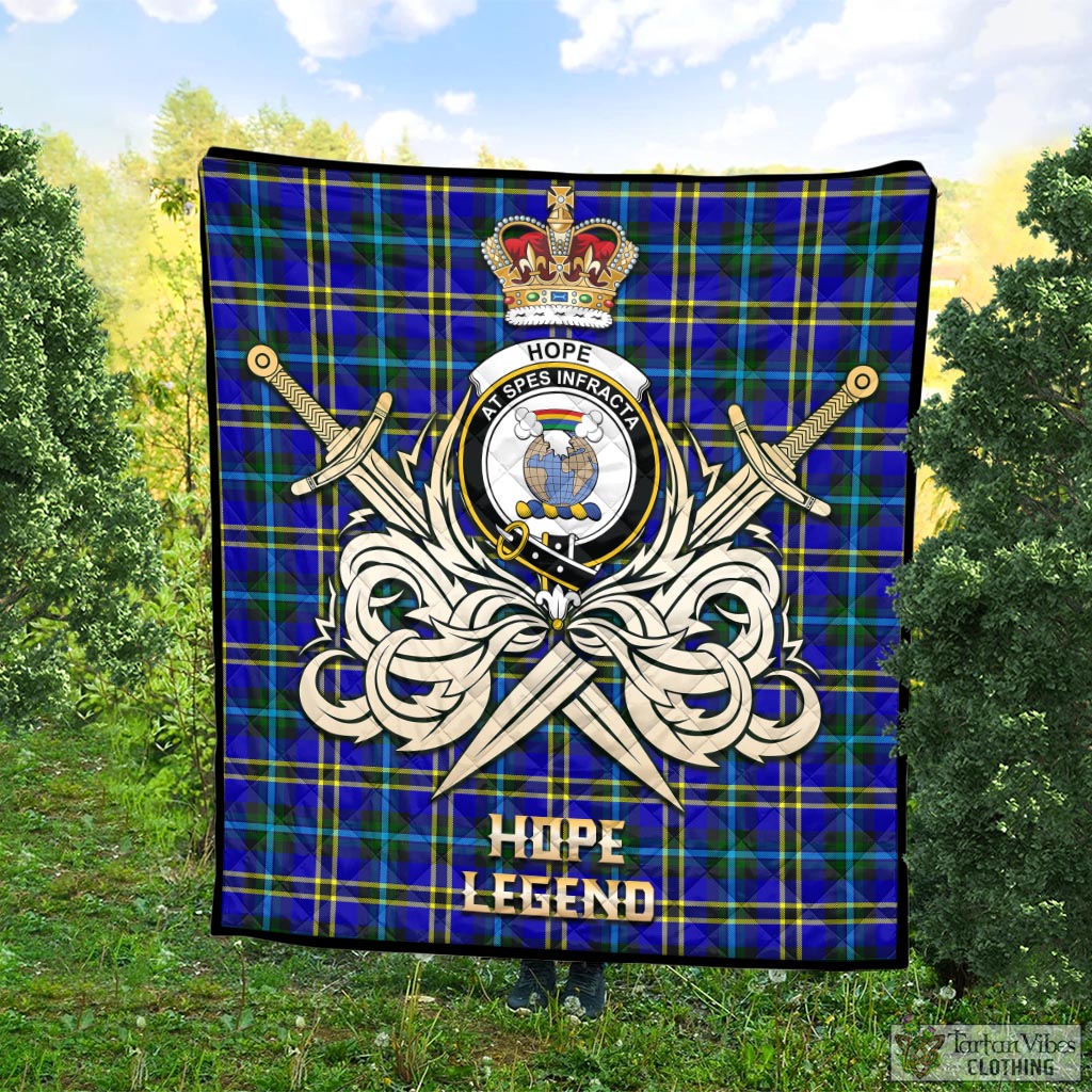 Tartan Vibes Clothing Hope Modern Tartan Quilt with Clan Crest and the Golden Sword of Courageous Legacy