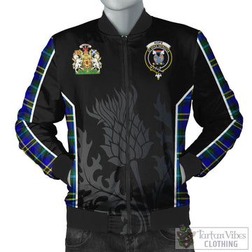 Hope Tartan Bomber Jacket with Family Crest and Scottish Thistle Vibes Sport Style