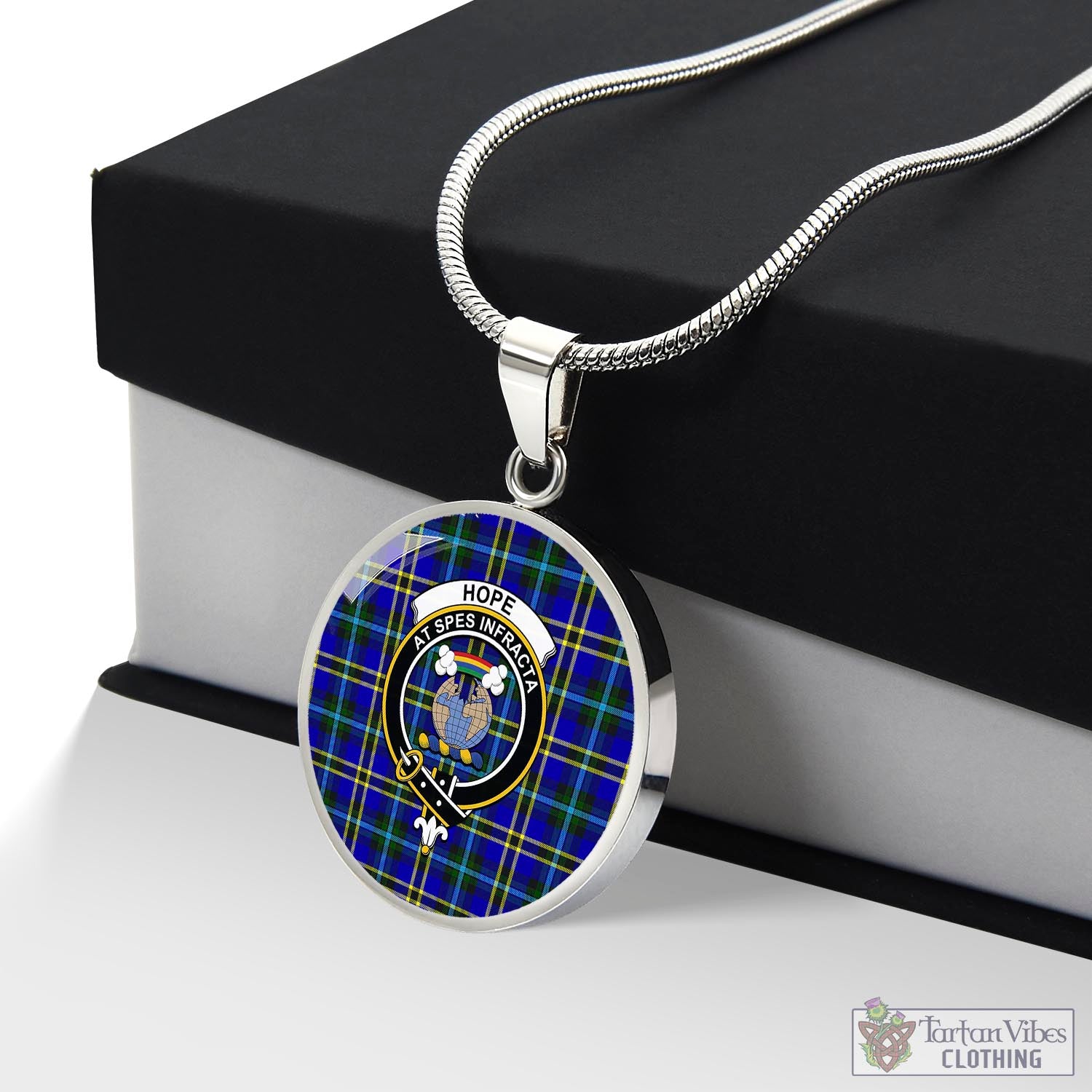 Tartan Vibes Clothing Hope Modern Tartan Circle Necklace with Family Crest