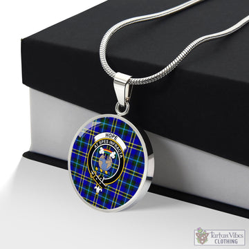 Hope Tartan Circle Necklace with Family Crest