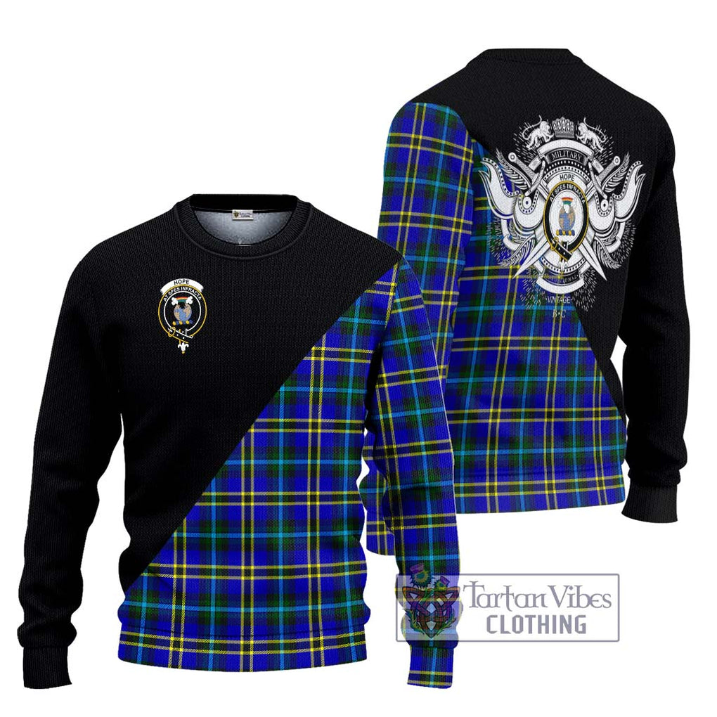 Hope Tartan Knitted Sweater with Family Crest and Military Logo Style Unisex - Tartanvibesclothing Shop