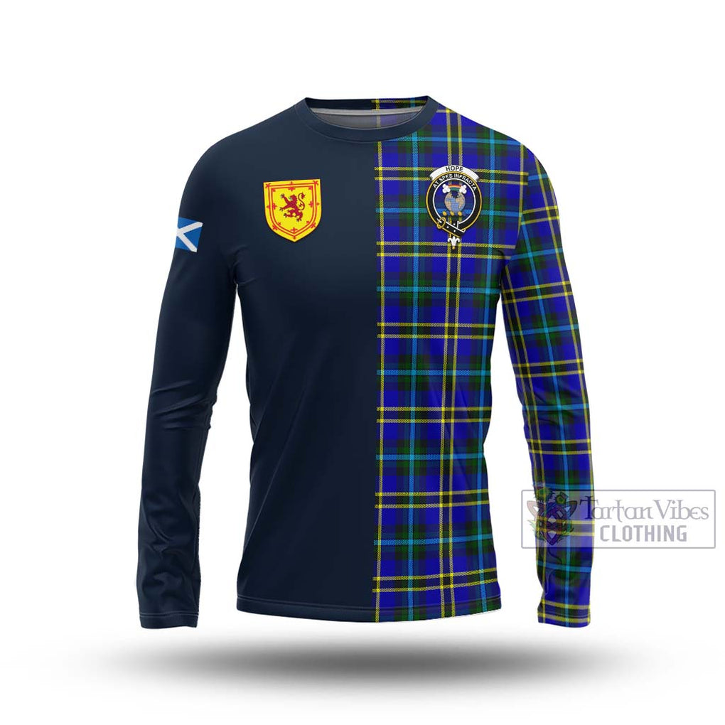 Tartan Vibes Clothing Hope Modern Tartan Long Sleeve T-Shirt with Scottish Lion Royal Arm Half Style