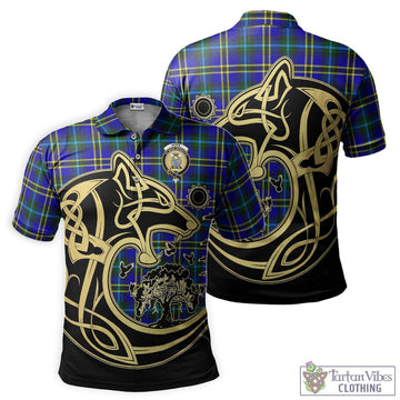 Hope Tartan Polo Shirt with Family Crest Celtic Wolf Style