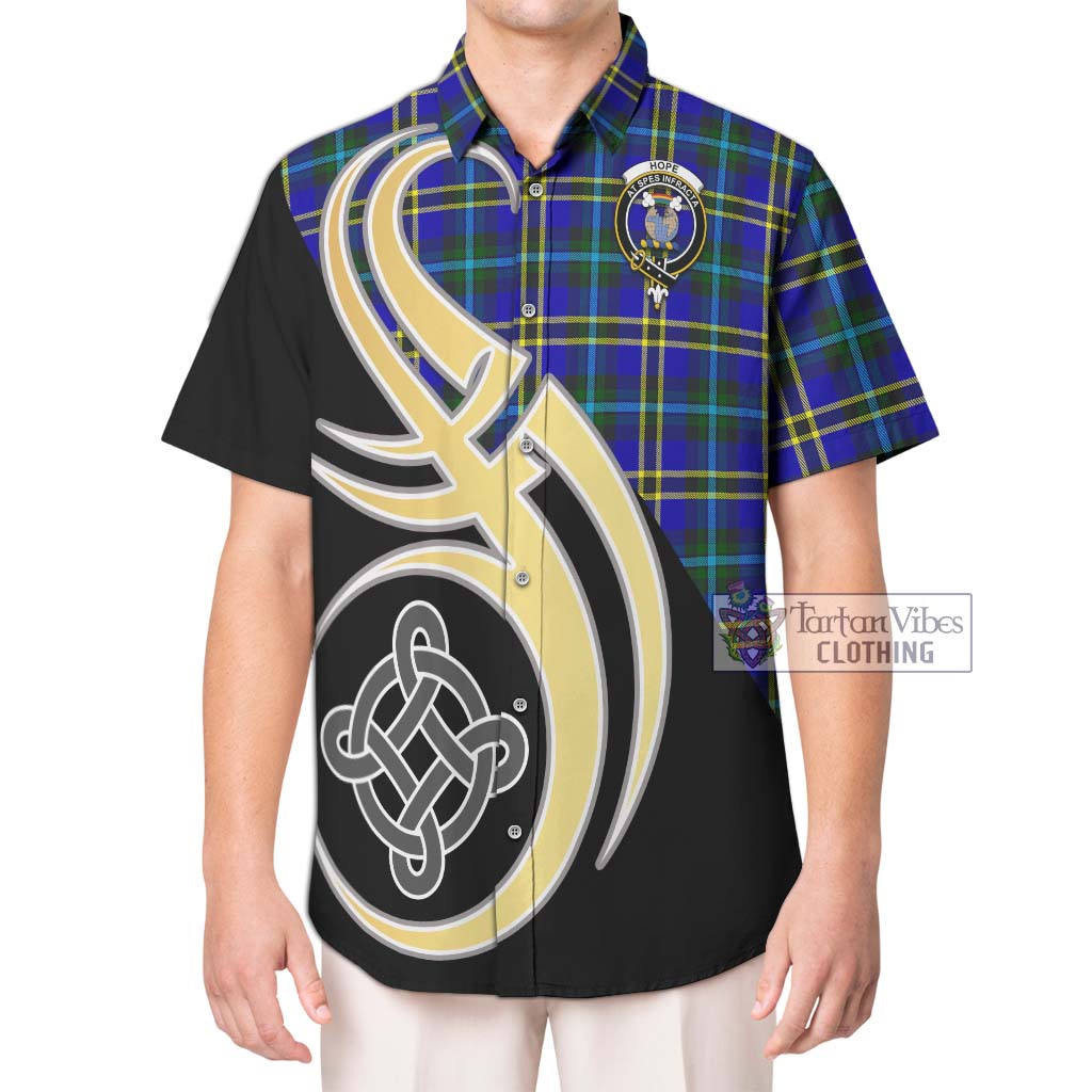 Hope Tartan Short Sleeve Button Shirt with Family Crest and Celtic Symbol Style Kid - Tartan Vibes Clothing