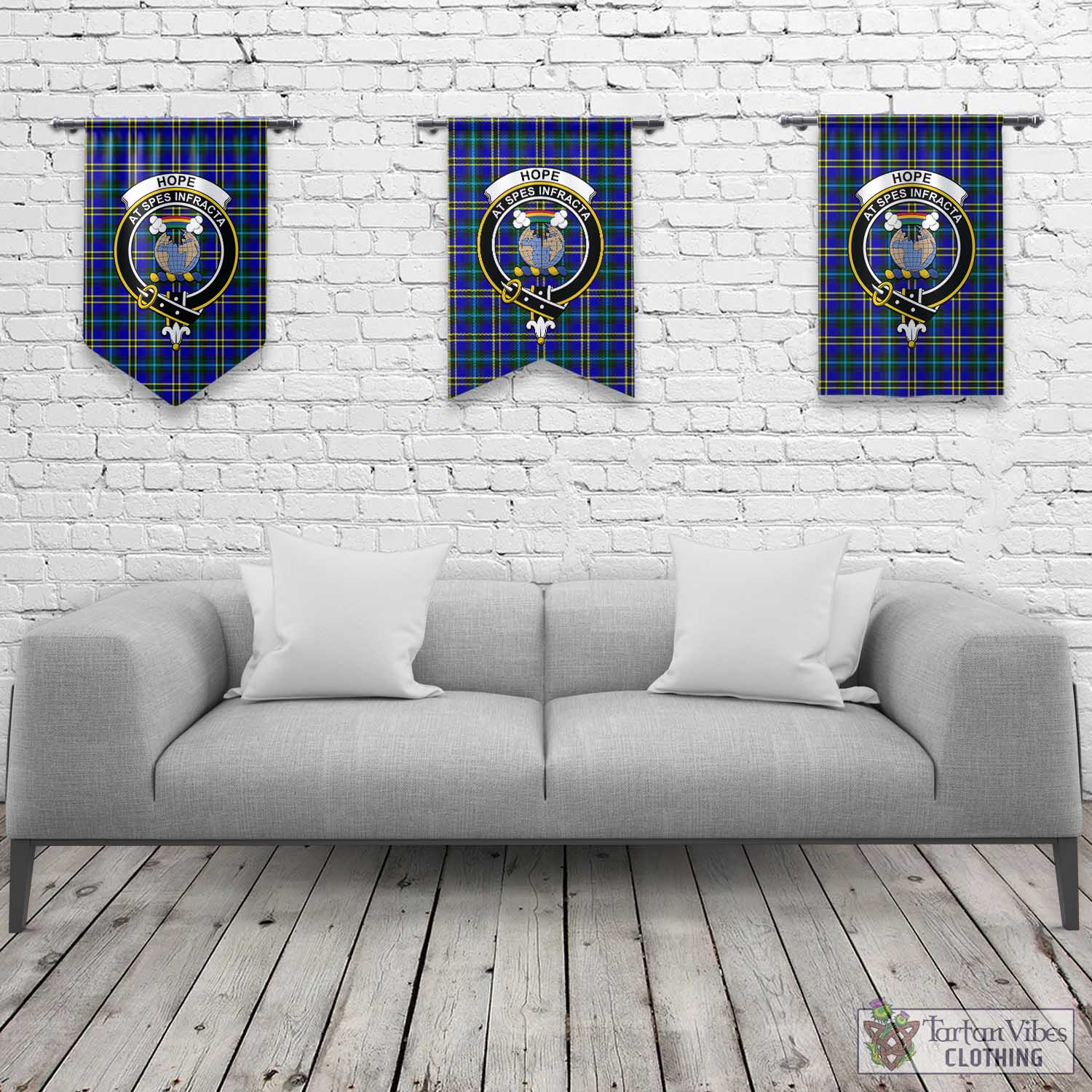 Tartan Vibes Clothing Hope Modern Tartan Gonfalon, Tartan Banner with Family Crest