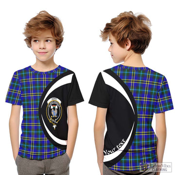 Hope Tartan Kid T-Shirt with Family Crest Circle Style