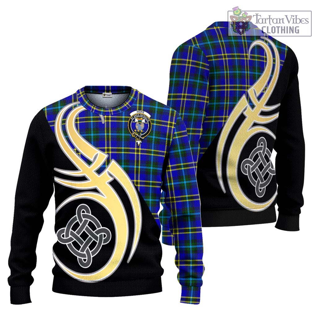 Hope Tartan Knitted Sweater with Family Crest and Celtic Symbol Style Unisex - Tartan Vibes Clothing