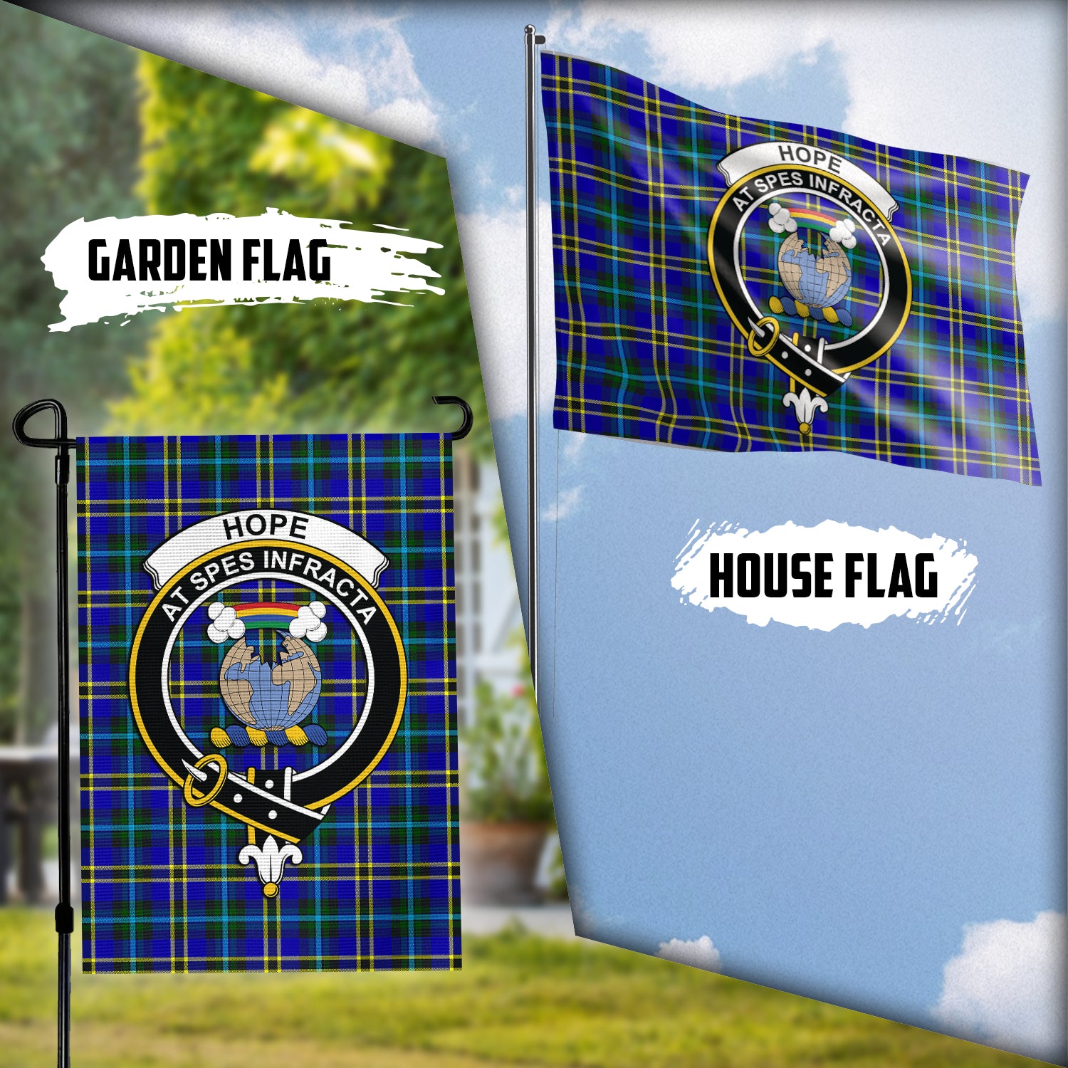 Hope Tartan Flag with Family Crest Garden Flag (Vertical) - Tartan Vibes Clothing