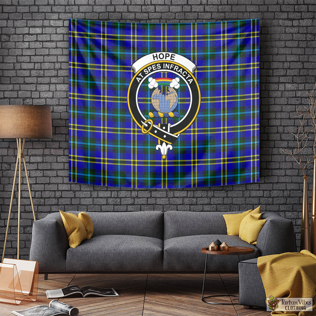 Tartan Vibes Clothing Hope Modern Tartan Tapestry Wall Hanging and Home Decor for Room with Family Crest