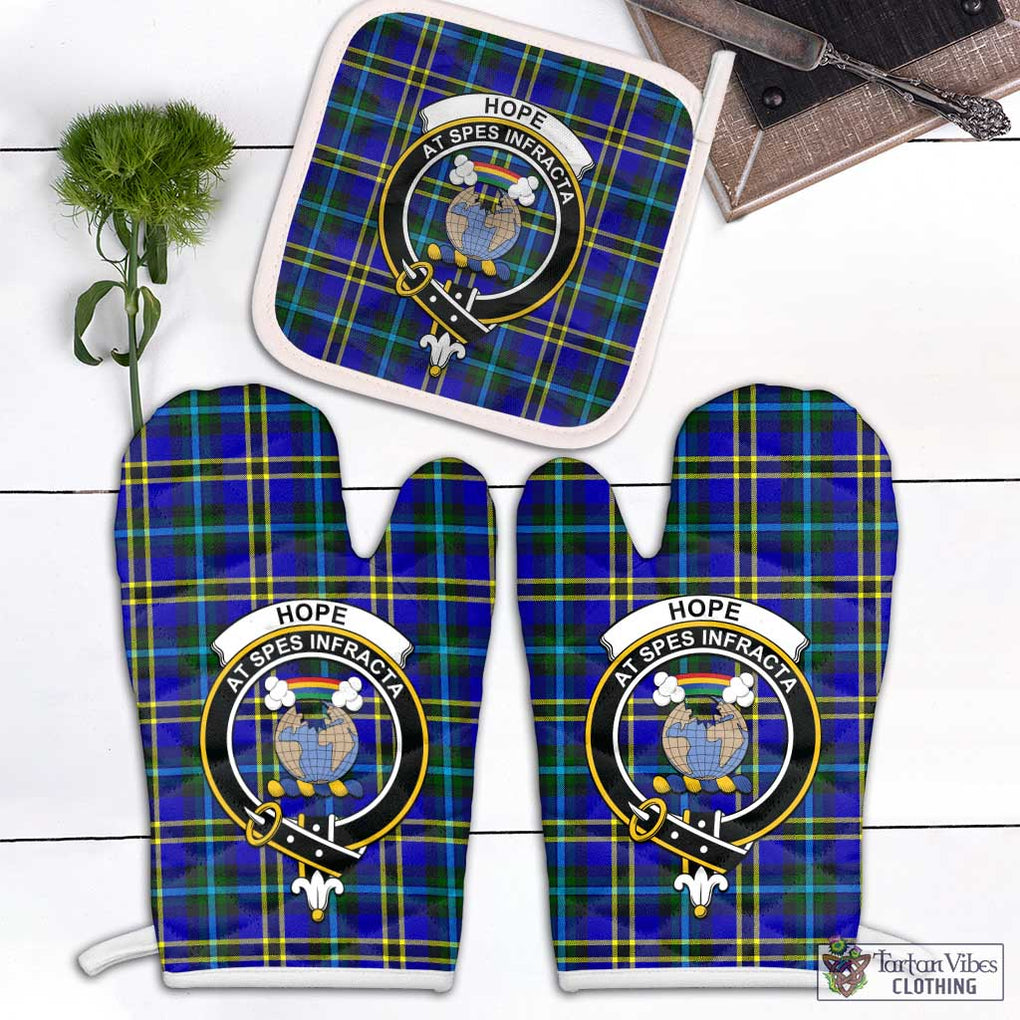 Hope Tartan Combo Oven Mitt & Pot-Holder with Family Crest Combo 1 Oven Mitt & 1 Pot-Holder White - Tartan Vibes Clothing