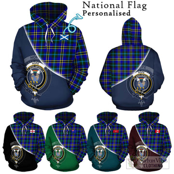 Hope Tartan Hoodie with Personalised National Flag and Family Crest Half Style