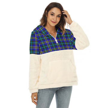 Hope Tartan Women's Borg Fleece Hoodie With Half Zip