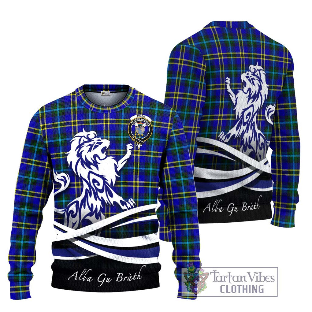 Hope Tartan Knitted Sweater with Alba Gu Brath Regal Lion Emblem Unisex - Tartanvibesclothing Shop