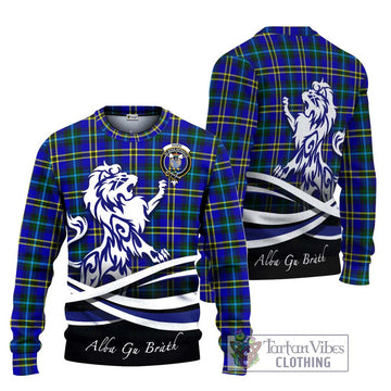 Hope Tartan Ugly Sweater with Alba Gu Brath Regal Lion Emblem