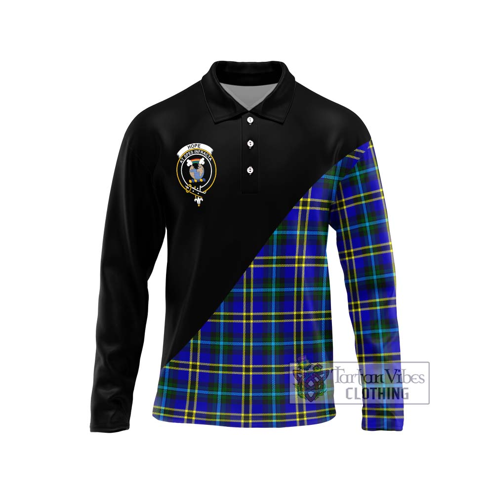 Hope Tartan Long Sleeve Polo Shirt with Family Crest and Military Logo Style Unisex - Tartanvibesclothing Shop