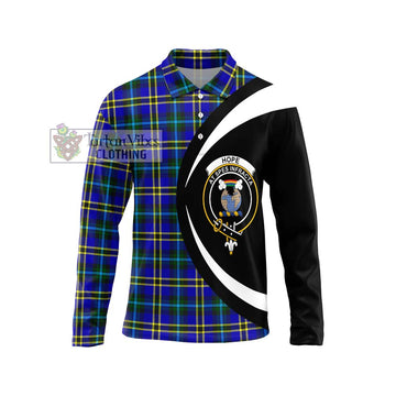 Hope Tartan Long Sleeve Polo Shirt with Family Crest Circle Style