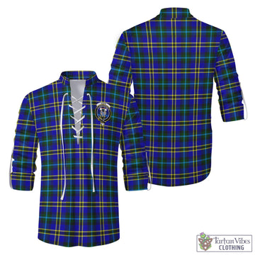 Hope Tartan Men's Scottish Traditional Jacobite Ghillie Kilt Shirt with Family Crest