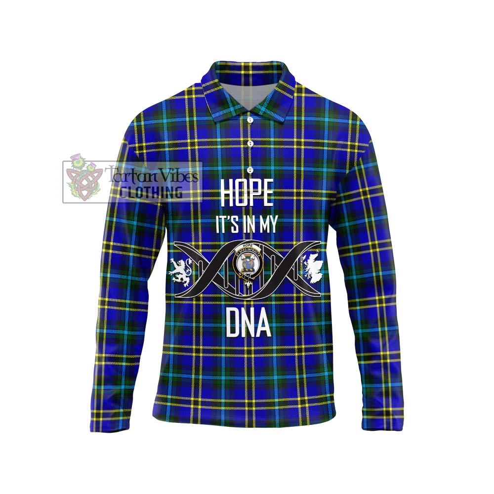 Hope Tartan Long Sleeve Polo Shirt with Family Crest DNA In Me Style Unisex - Tartanvibesclothing Shop