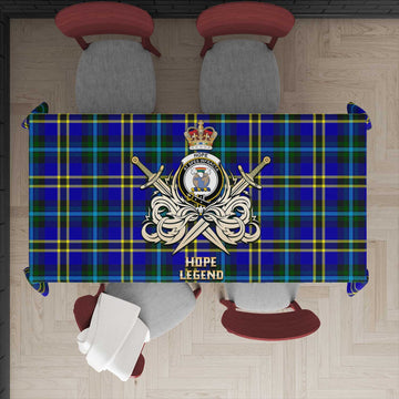 Hope Tartan Tablecloth with Clan Crest and the Golden Sword of Courageous Legacy