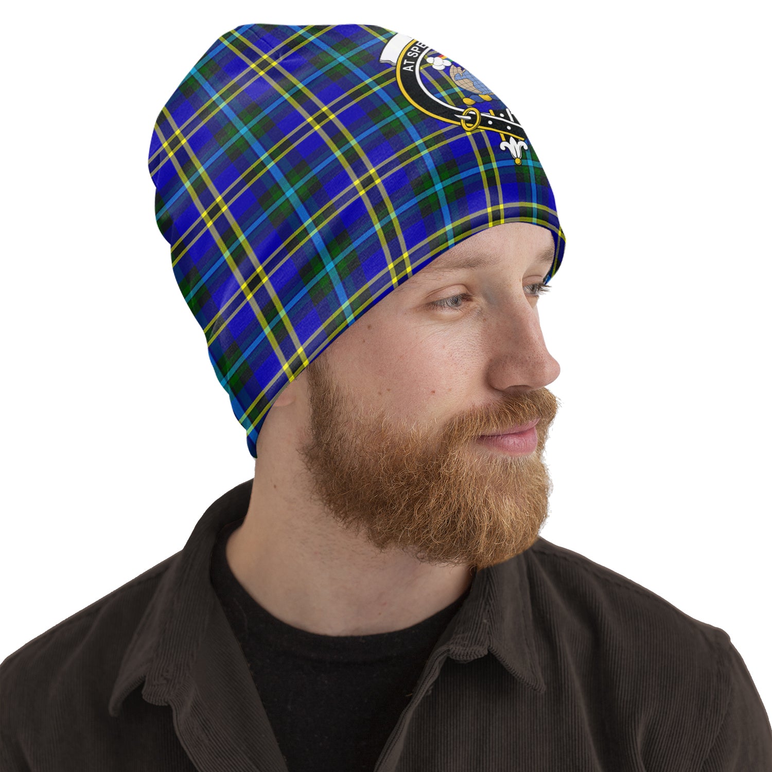 Hope Tartan Beanies Hat with Family Crest One Size 10.5*10.2 inches - Tartan Vibes Clothing