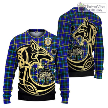 Hope Tartan Ugly Sweater with Family Crest Celtic Wolf Style