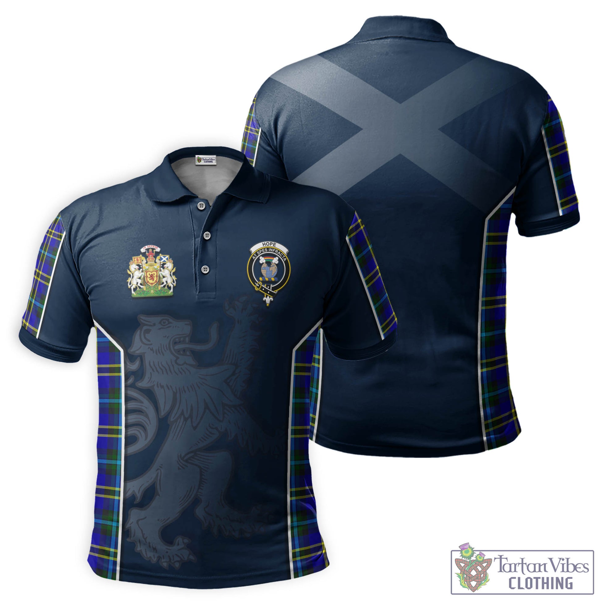 Tartan Vibes Clothing Hope Modern Tartan Men's Polo Shirt with Family Crest and Lion Rampant Vibes Sport Style