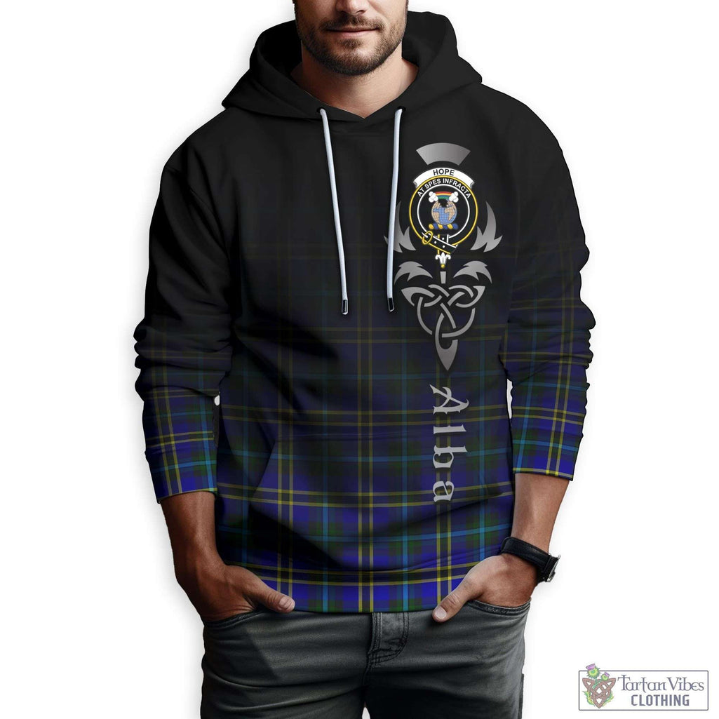 Tartan Vibes Clothing Hope Modern Tartan Hoodie Featuring Alba Gu Brath Family Crest Celtic Inspired