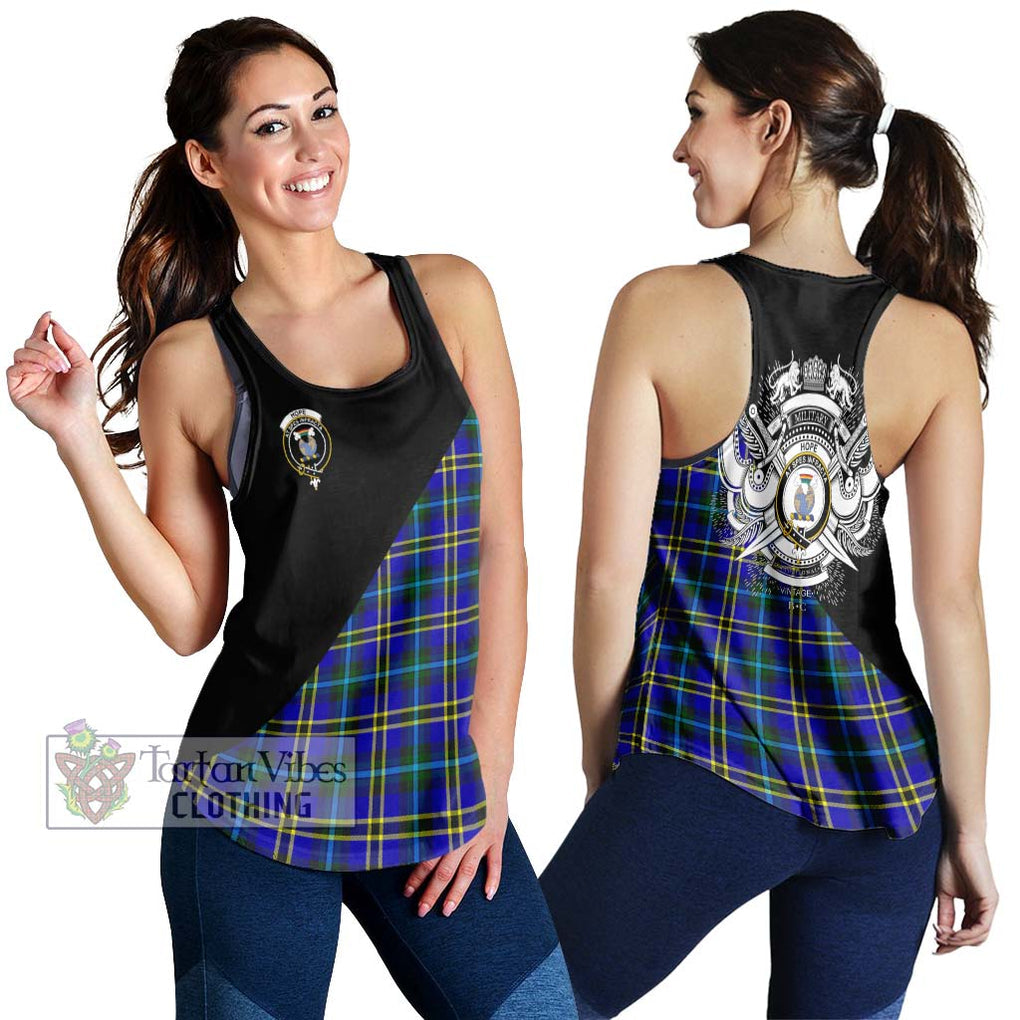 Hope Tartan Women's Racerback Tanks with Family Crest and Military Logo Style 4XL - Tartanvibesclothing Shop