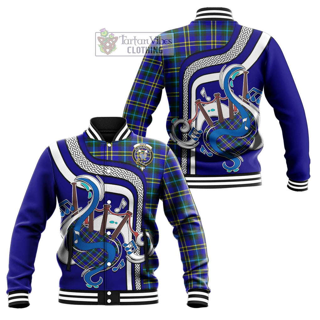 Tartan Vibes Clothing Hope Modern Tartan Baseball Jacket with Epic Bagpipe Style